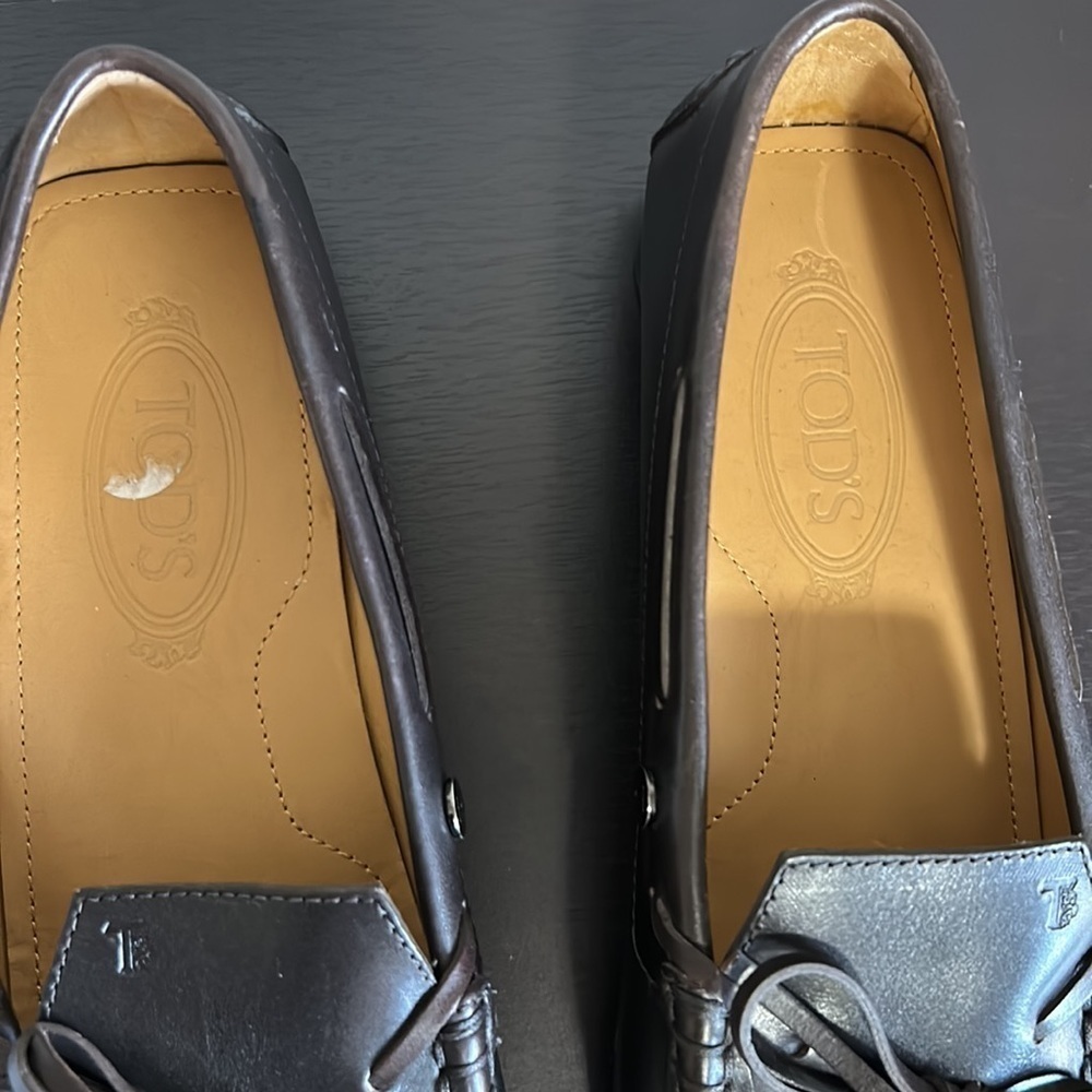 TODS CITY GOMMINO LEATHER DRIVING SHOES Mens Dark Brown Italian Sz 40 US 8 - Picture 6 of 14